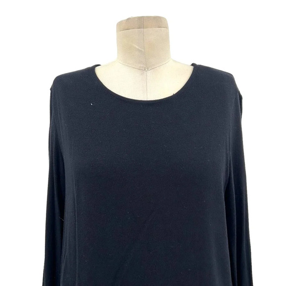 Generation Love Knit Pleated Hem Layered Long Sleeve Sweater Top Black Medium - Picture 2 of 9